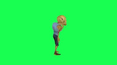 Yeşil ekran 3D animasyon zombi dans eden hip-hop sol açılı çizgi film karakteri komik sevimli cg canlandırma animasyon döngüsü
