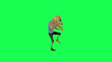 3D animasyon zombiler gangnam tarzı dans ediyor sol açı yeşil ekran çizgi film karakteri komik sevimli cg canlandırma canlandırma döngüsü