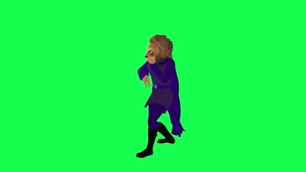Animé Lion Robe Violette Rapper Partir Angle Droit Isolé Sur — Video