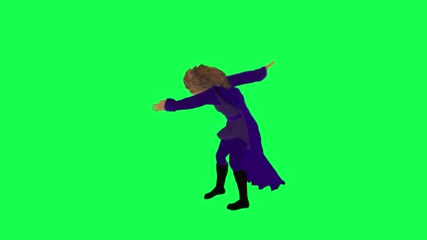 Cartoon Lion Purple Dress Dancing Cheering Team Right Angle Green — Stock Video