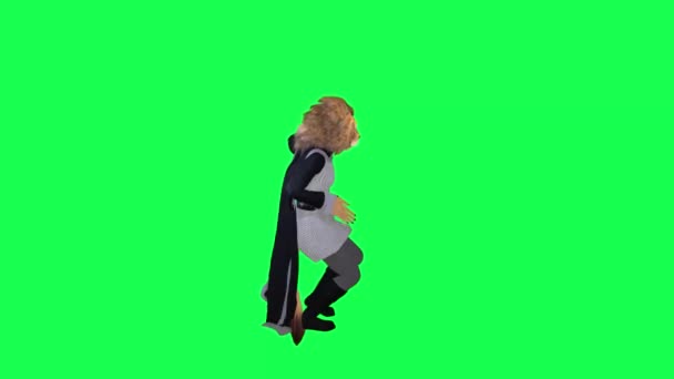 Мультяшний Лев Танцює Божевільно Лівого Кута Ізольовано Зеленому Екрані Персонаж — стокове відео