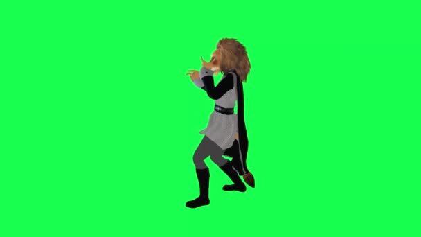 Лев Сером Черном Платье Рэп Прямым Углом Изолированы Зеленый Экран — стоковое видео