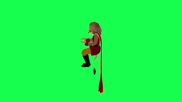 Animovaný Lev Král Hraje Klavír Izolované Pravý Úhel Zelené Obrazovky — Stock video