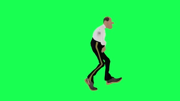 Φαλακρός Κινουμένων Σχεδίων Άνθρωπος Αδύνατος Ψηλός Τραυματισμένος Τρέχει Πάρει Πονοκέφαλο — Αρχείο Βίντεο