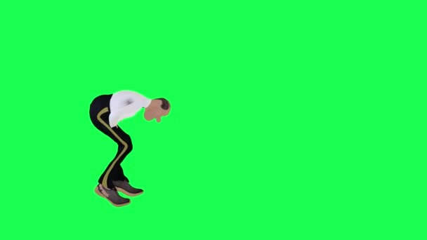 Vysoký Vyhublý Plešatý Animovaný Člověk Dostane Záběr Pády Izolované Levý — Stock video