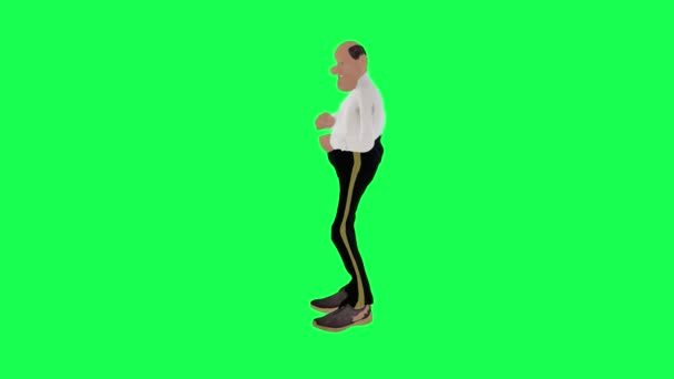 Vysoký Vyhublý Plešatý Animovaný Muž Mluví Kouření Pravý Úhel Izolované — Stock video
