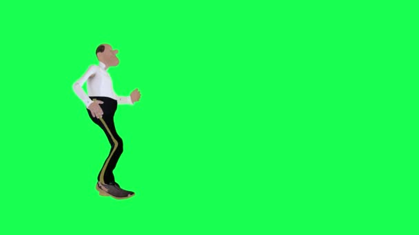 Высокий Худой Лысый Анимированный Человек Идущий Время Беспокоят Насекомые Изолированный — стоковое видео
