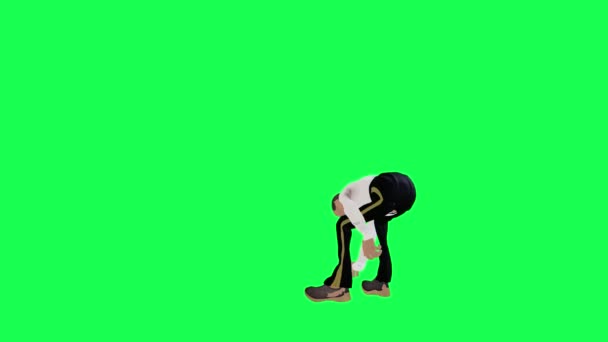 Ψηλός Κοκαλιάρης Καραφλός Animation Άνθρωπος Ρίχνουν Πέτρα Πίσω Γωνία Απομονωμένο — Αρχείο Βίντεο