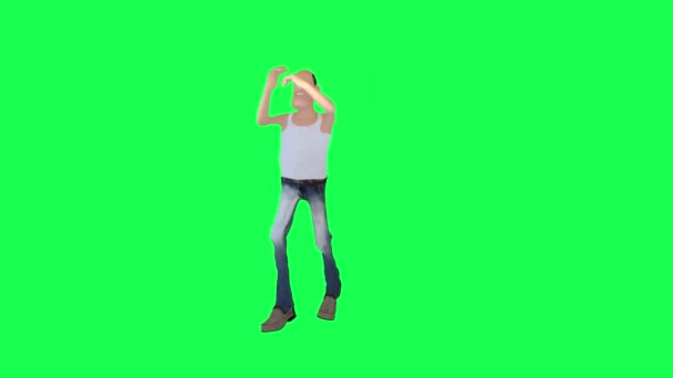 Залежний Високий Худий Чоловік Танцює Хіп Хоп Прямий Кут Ізольований — стокове відео
