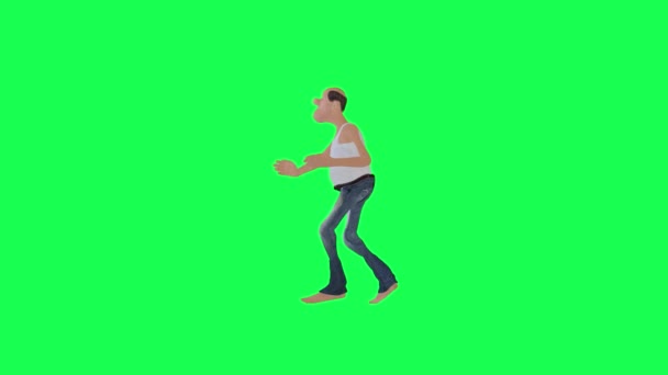 Adicto Alto Flaco Hombre Bailando Salsa Espalda Ángulo Aislado Pantalla — Vídeos de Stock