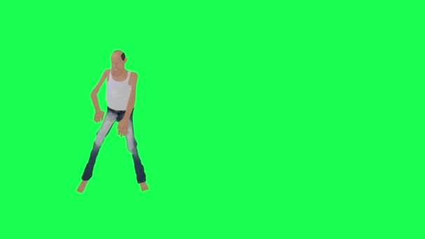 Careca Magro Viciado Homem Dança Robô Hip Hop Esquerdo Ângulo — Vídeo de Stock
