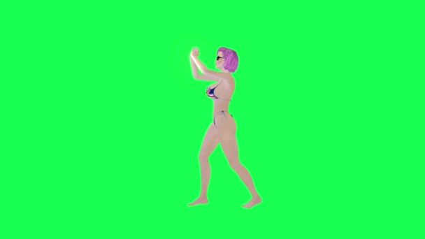 Сексуальная Женщина Одетая Британским Флагом Танцует Тут Хип Хоп Левый — стоковое видео