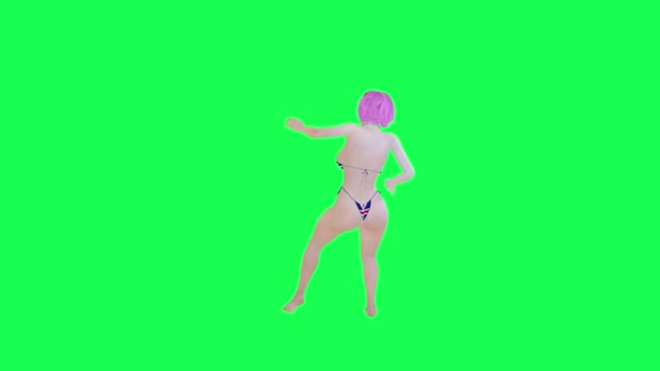 Sexy Vrouw Britse Vlag Bikini Dansen Dom Links Hoek Geïsoleerd — Stockvideo