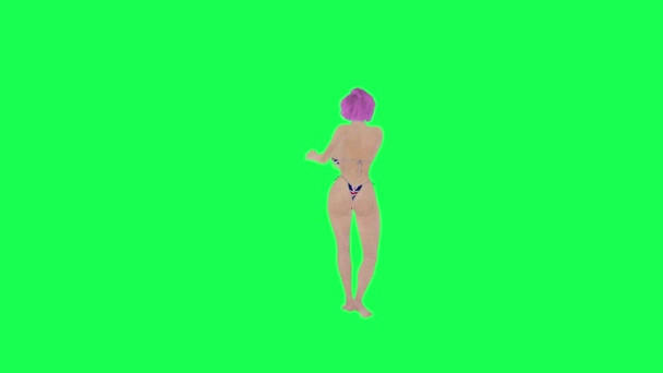 Sexy Žena Bikinách Anglie Vlajka Tanec Salsa Levý Úhel Izolované — Stock video
