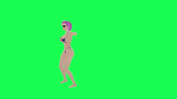 Sexy Žena Britské Vlajce Bikiny Tanec Samba Přední Úhel Izolované — Stock video