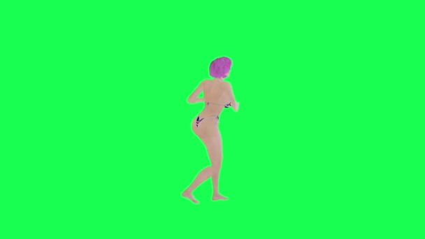 Mulher Sexy Biquíni Inglaterra Bandeira Dançando Salsa Frente Ângulo Isolado — Vídeo de Stock
