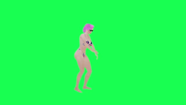 Mujer Caliente Bikini Bandera Inglaterra Bailando Salsa Profesional Ángulo Izquierdo — Vídeo de stock