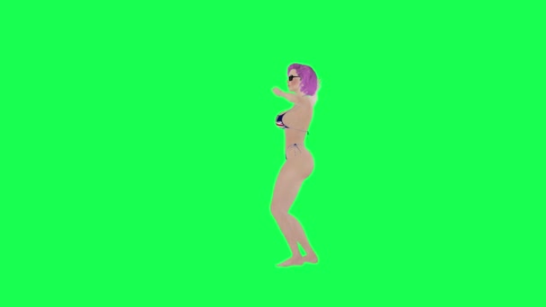 Горячая Женщина Англии Флаг Бикини Танцы Спиннинг Изолированные Прямым Углом — стоковое видео