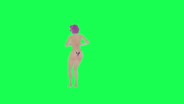 Femme Chaude Angleterre Drapeau Bikini Danse Filature Isolé Angle Avant — Video