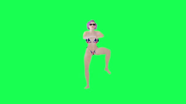 セクシー ピンク ハイレッド イギリス ビキニ ダンス ヒップホップ ブート フロント角 スクリーン — ストック動画