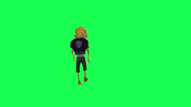 Tela Verde Isolado Zumbi Andando Falando Esquerda Personagem Desenho Animado — Vídeo de Stock