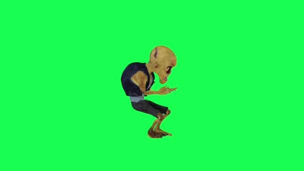 绿屏隔离3D僵尸弹钢琴左角卡通人物滑稽可爱的立方体渲染动画循环 — 图库视频影像