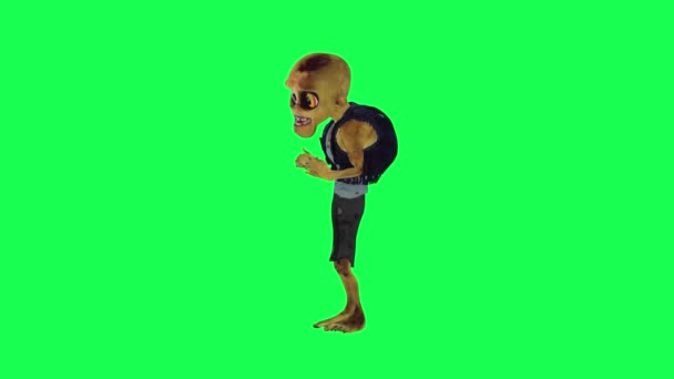 Zielony Ekran Odizolowany Zombie Gra Tabletki Prostokąt Postać Kreskówki Śmieszne — Wideo stockowe