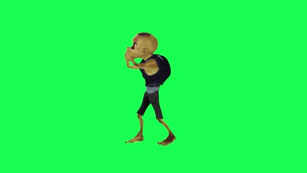 Isolé Zombie Vert Écran Dansant Tut Hip Hop Angle Avant — Video