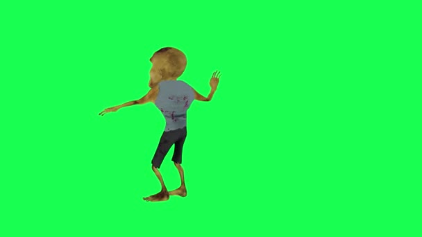Izolovaný Zelená Obrazovka Zombie Tanec Samba Pravý Úhel Kreslený Postava — Stock video