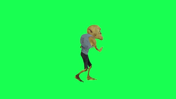 3D僵尸隔离绿色荧幕跳萨尔萨直角卡通人物滑稽可爱的Cg渲染动画循环 — 图库视频影像
