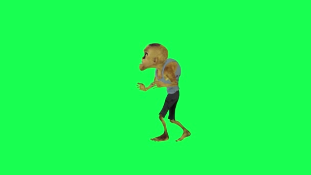 Zombie Izolované Zelené Obrazovce Tanec Profesionální Salsa Levý Úhel Karikatura — Stock video