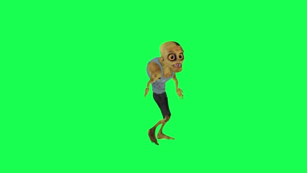 3Dゾンビ隔離された緑のスクリーン踊る専門のサルサのフロント角度漫画のキャラクター面白いかわいいCgレンダリングアニメーションループ — ストック動画