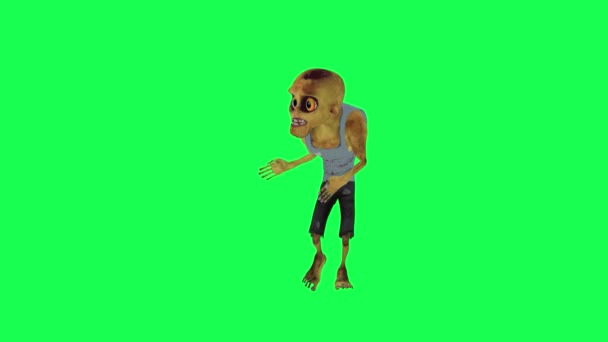 Zombie Geïsoleerd Groen Scherm Dansen Professionele Salsa Rechte Hoek Cartoon — Stockvideo