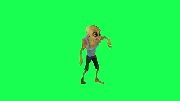 Зелений Екран Анімований Зомбі Танцює Хіп Хоп Переднього Кута Мультфільму — стокове відео