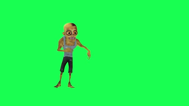 Зелений Екран Анімований Зомбі Танцює Хіп Хоп Розбиває Танці Переднього — стокове відео