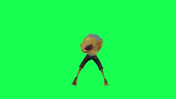 Анімовані Зомбі Танцюють Підбадьорюють Передній Кут Зеленого Екрану Мультиплікаційний Персонаж — стокове відео