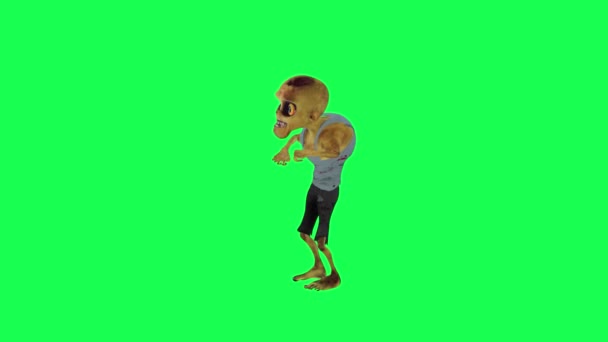 Netter Zombie Tanzendes Huhn Grüner Bildschirm Rechtwinkliger Cartoon Charakter Lustig — Stockvideo