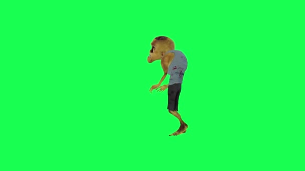 Kreskówka Zombie Break Taniec Zielony Ekran Odizolowany Kąt Kreskówka Postać — Wideo stockowe