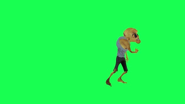 Straszne Zombie Taniec Zielony Ekran Przedni Kąt Kreskówka Postać Śmieszne — Wideo stockowe
