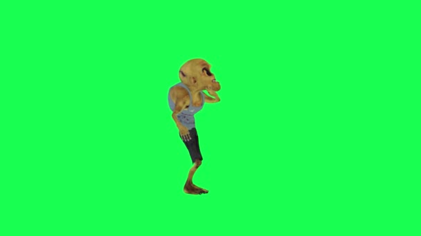 Effrayant Zombie Danse Écran Vert Angle Gauche Personnage Dessin Animé — Video