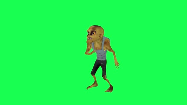 Effrayant Zombie Danse Écran Vert Angle Droit Personnage Dessin Animé — Video