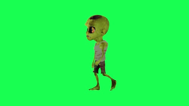 Grüner Bildschirm Baby Zombie Fuß Rechtwinklig Cartoon Figur Lustig Niedlich — Stockvideo