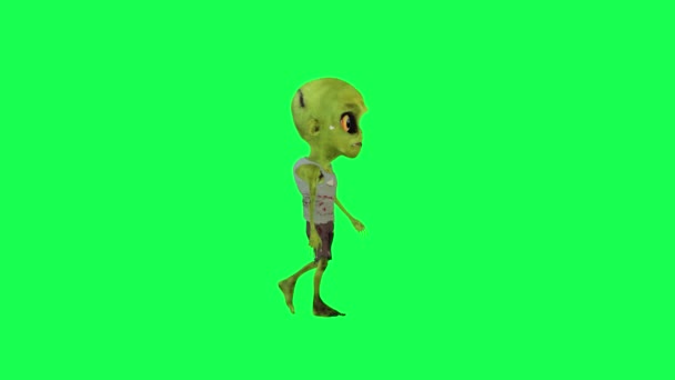 Πράσινο Zombie Οθόνη Μωρό Περπάτημα Αριστερή Γωνία Χαρακτήρα Κινουμένων Σχεδίων — Αρχείο Βίντεο