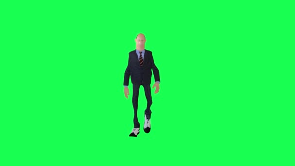 Grüner Bildschirm Glatze Dünner Mann Formal Tragen Fuß Vorderen Winkel — Stockvideo