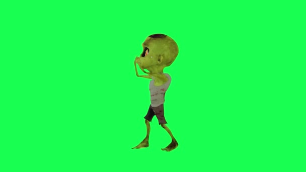Skinny Kid Zombie Green Screen Tut Hip Hop Dance Front — Video Stock