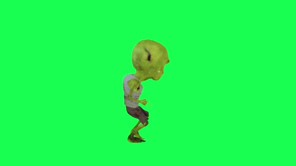 Dziecko Zombie Zielony Ekran Głupie Taniec Odizolowany Lewy Kąt Kreskówka — Wideo stockowe