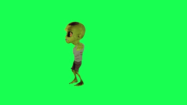 Zielony Ekran Słodkie Samba Taniec Zombie Odizolowany Kąt Kreskówka Postać — Wideo stockowe