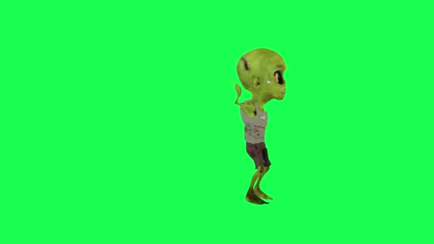 绿色屏幕可爱的桑巴舞僵尸孤立左角卡通人物滑稽可爱的立方体渲染动画循环 — 图库视频影像