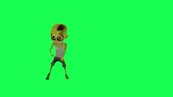 Gewalttätige Zombie Grünen Bildschirm Frontwinkel Hip Hop Tanz Roboter Cartoon — Stockvideo
