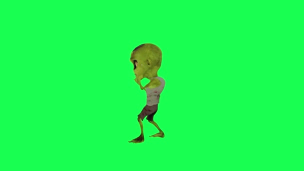 Zombie Zielony Ekran Śpiewać Piosenkę Pod Kątem Prostym Postać Kreskówki — Wideo stockowe